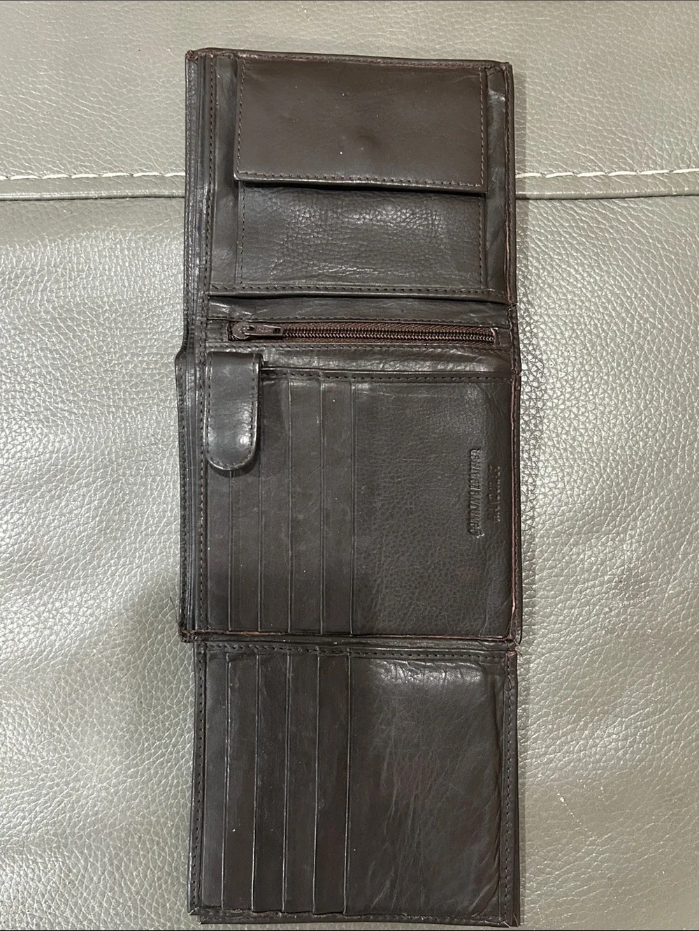 Men's Bifold Genuine Handcrafted Brown Leather Wallet EUVC